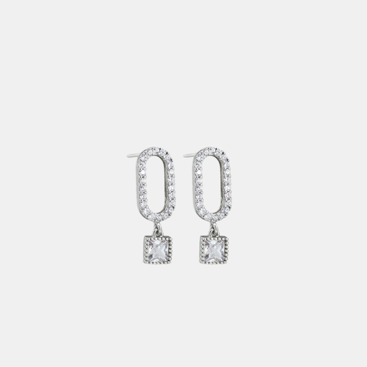Tiger Tree | Earrings Oval Crystal - Silver | Shut the Front Door