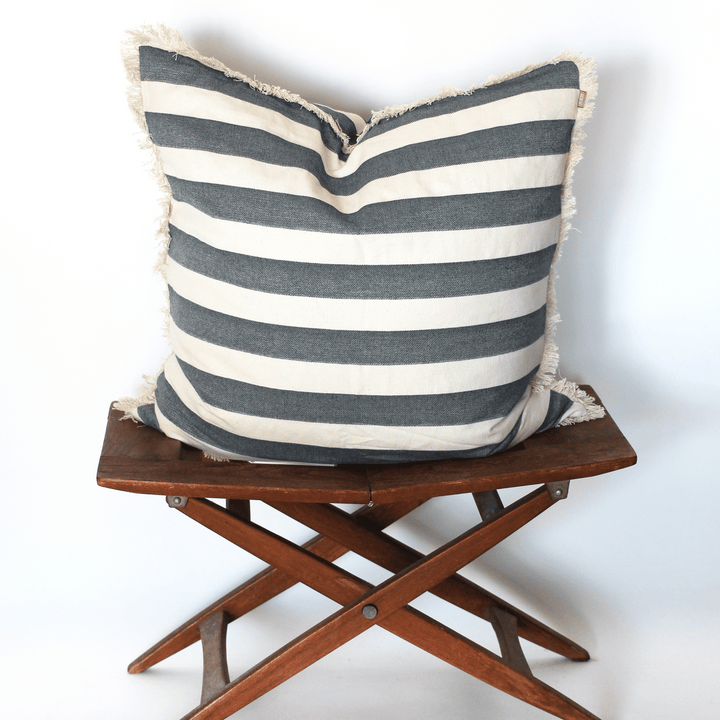 Raine & Humble | Bold Stripe Cushion - Dark Slate | Shut the Front Door