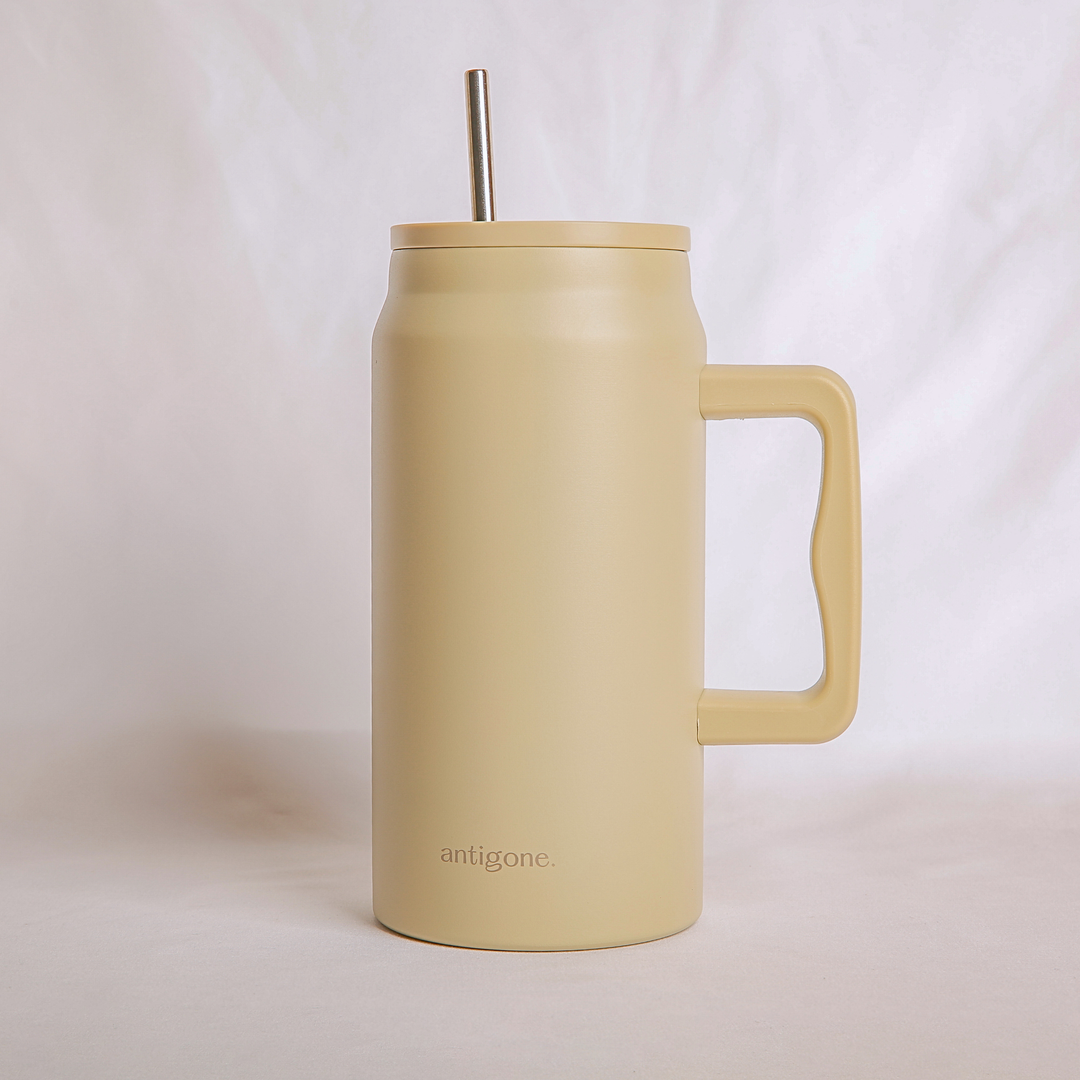 Antigone | sipREADY Travel Tumbler w/straw XL - Beige | Shut the Front Door