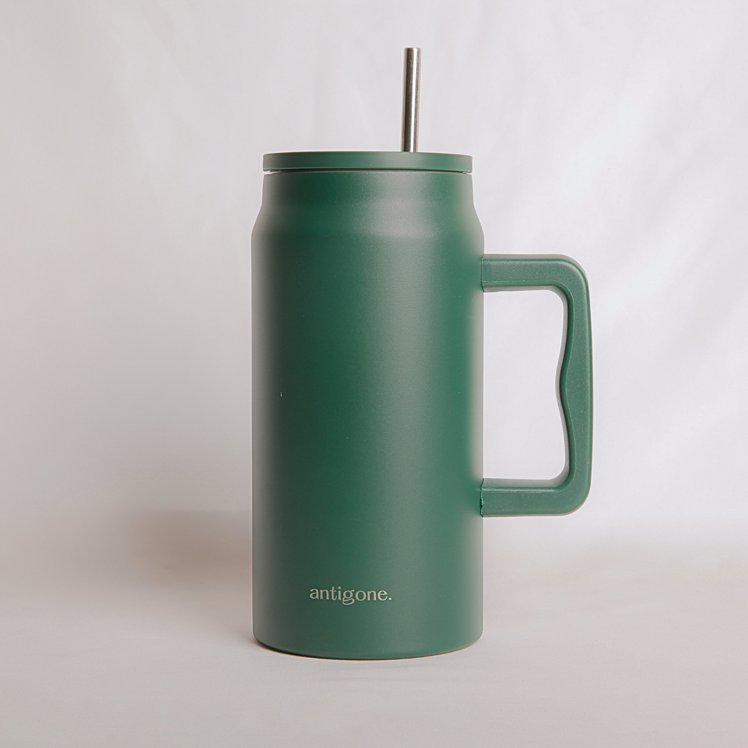 Antigone | sipREADY Travel Tumbler w/straw XL - Green | Shut the Front Door