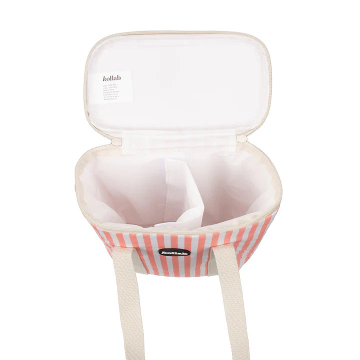 Kollab | Holiday Wine Cooler Bag - Coral Stripe | Shut the Front Door