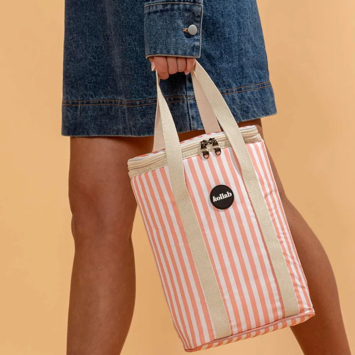 Kollab | Holiday Wine Cooler Bag - Coral Stripe | Shut the Front Door