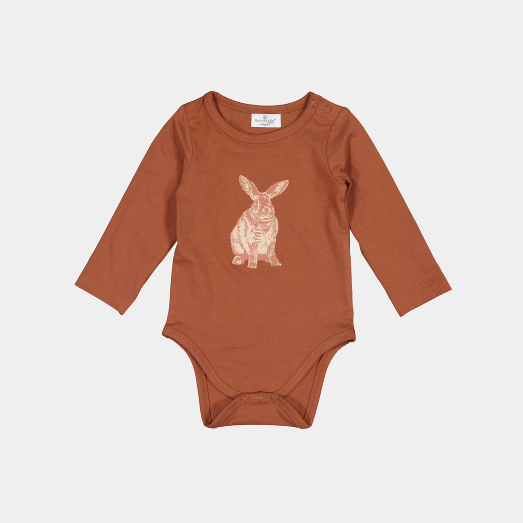 Burrow & Be | Mr Hopkins Long Sleeve Bodysuit - Chestnut 3-6m | Shut the Front Door