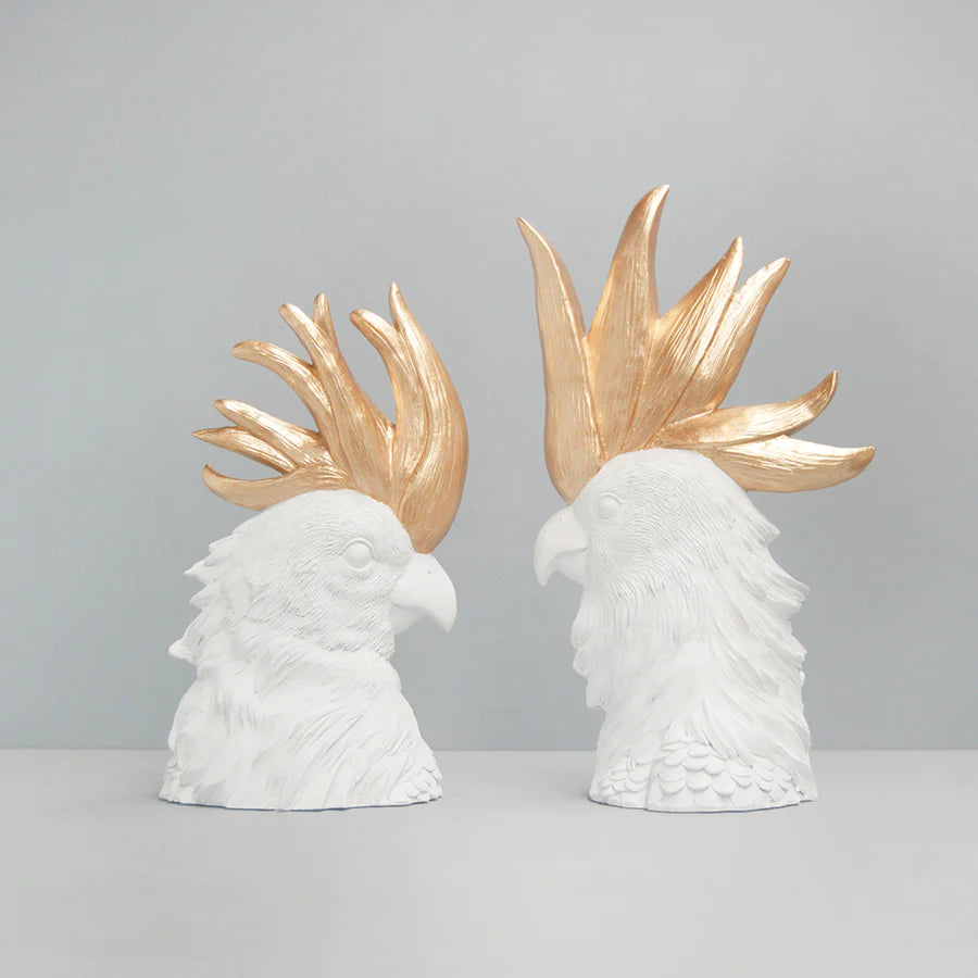 White Moose | Crested Cockatoo Set  of 2 - White/Gold | Shut the Front Door