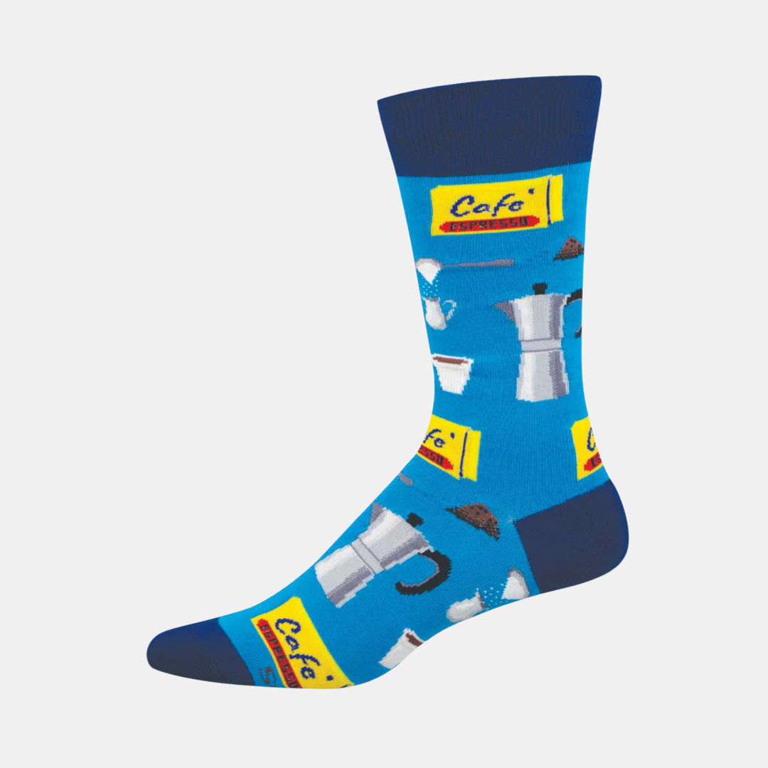 Men's Cafe, Espresso Socks - Blue