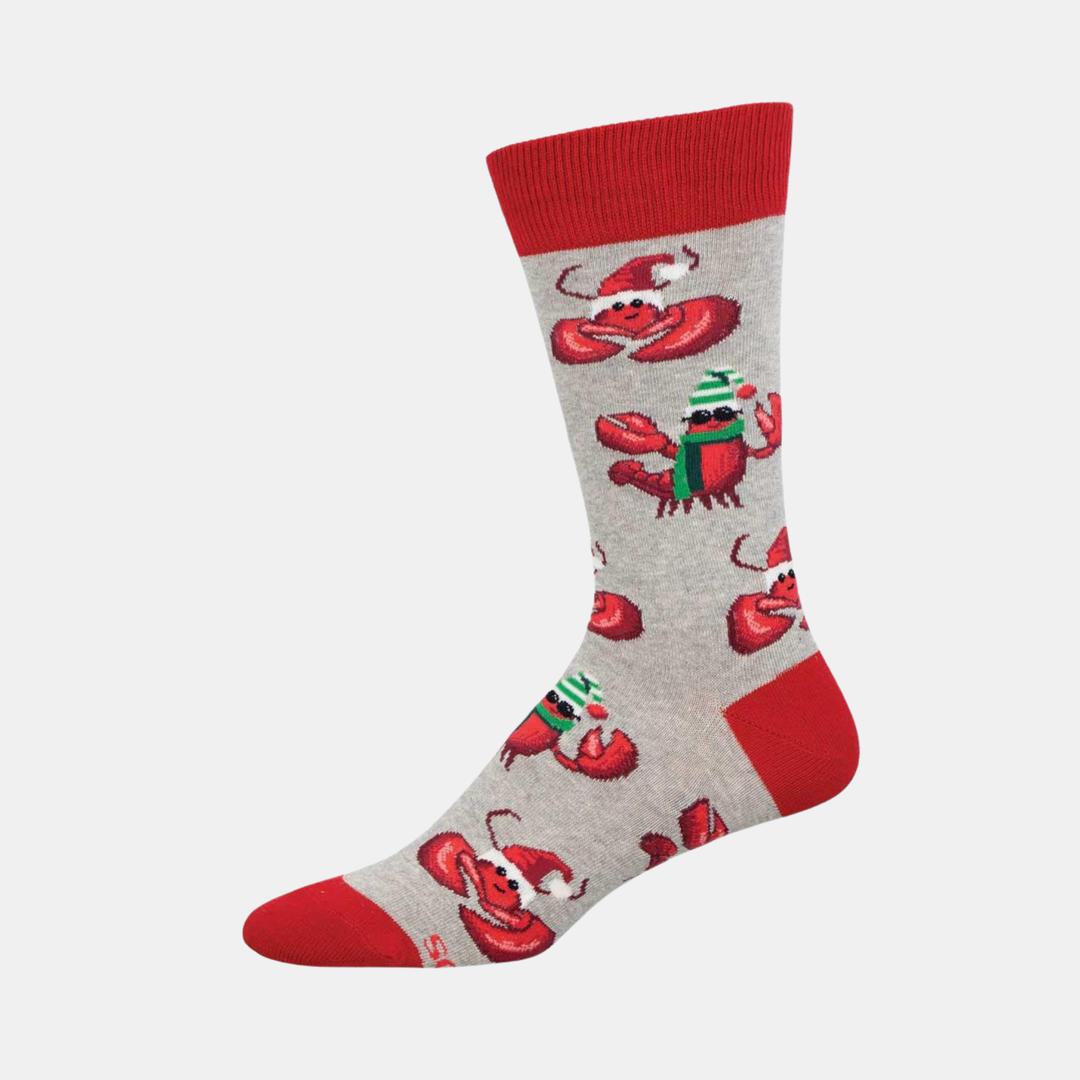 Men's Festive Lobsters Socks - Light Grey Heather