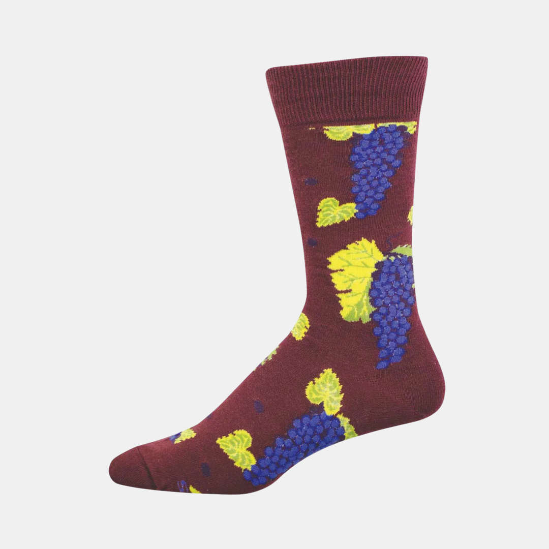 Men's Vino Grapes Socks - Maroon