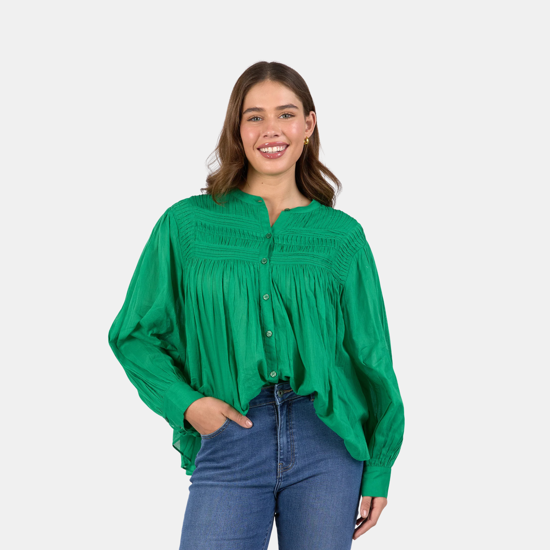 Montana Blouse - Pine Green | Elm Knitwear | Shut the Front Door