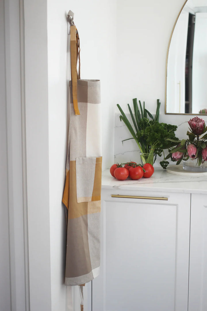 Raine & Humble | Giant Check Apron - Mustard | Shut the Front Door