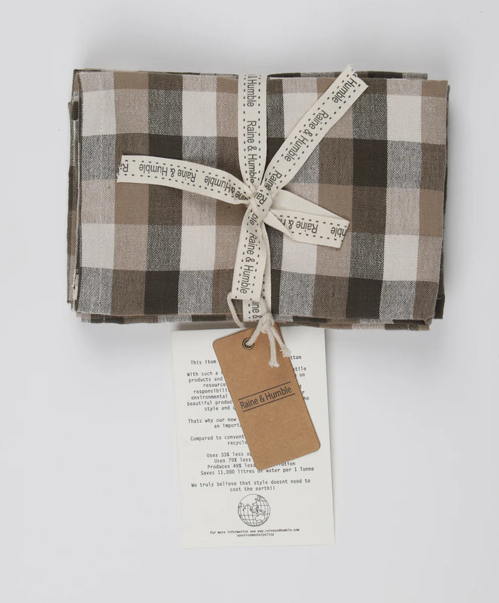 Raine & Humble | Giant Check Napkin S/4 - Olive | Shut the Front Door