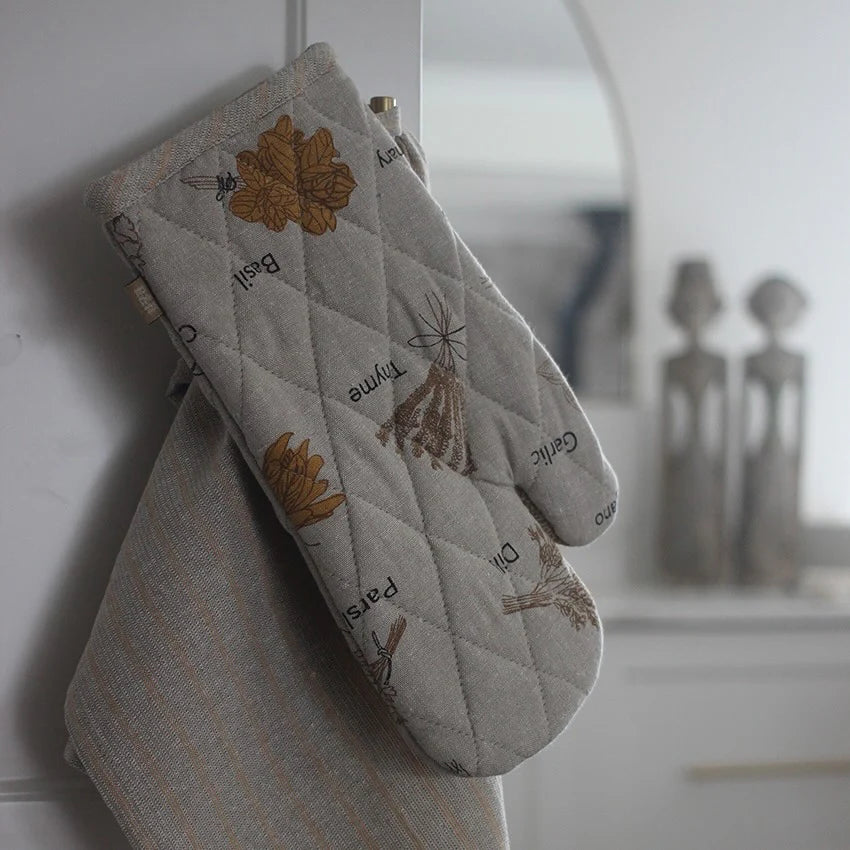 Raine & Humble | Herb Print Oven Glove - Mustard | Shut the Front Door