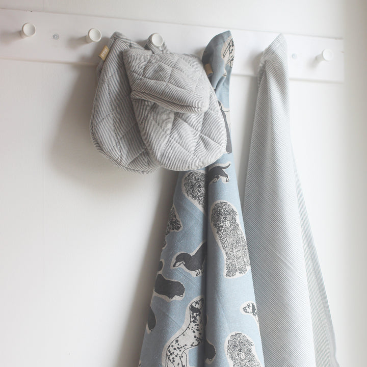 Raine & Humble | Woof Tea Towel - Blue Haze | Shut the Front Door
