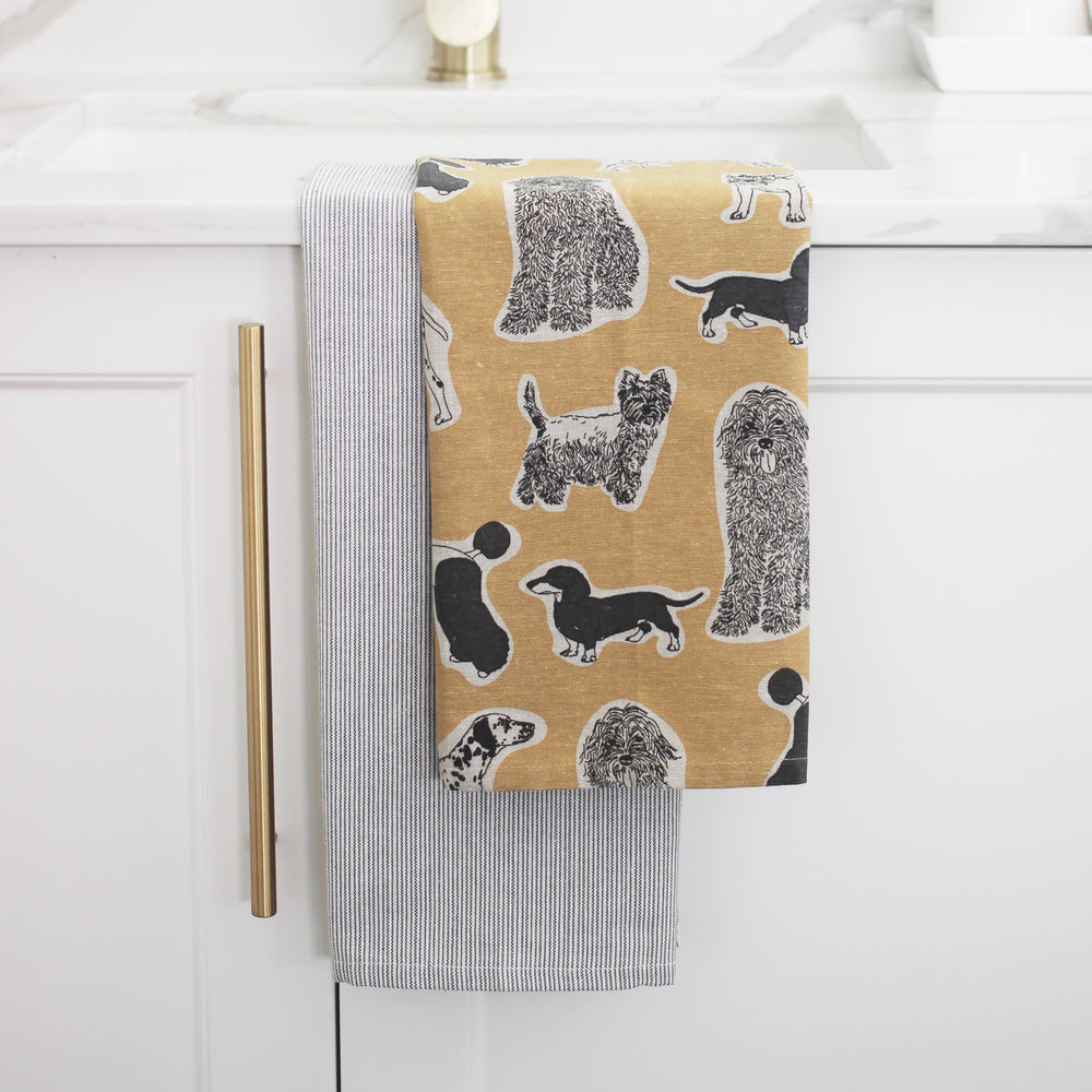 Raine & Humble | Woof Tea Towel - Yellow Sunset | Shut the Front Door