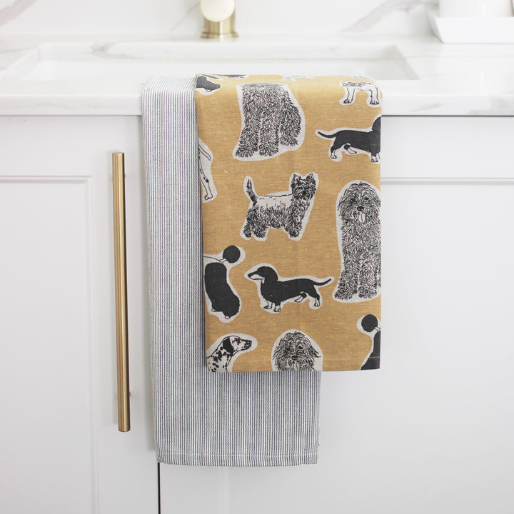 Raine & Humble | Woof Tea Towel - Yellow Sunset | Shut the Front Door