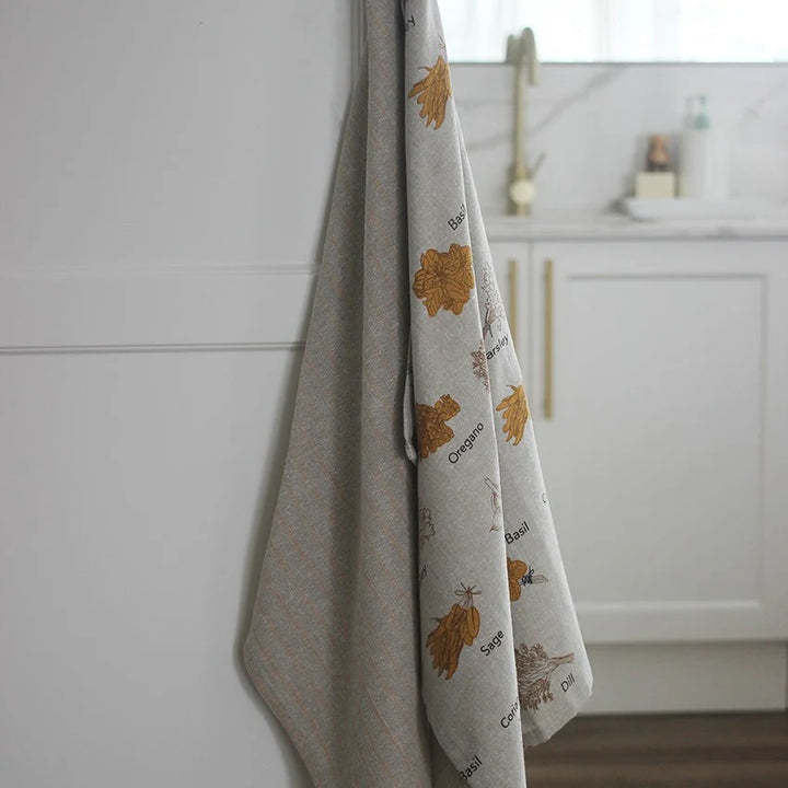 Raine & Humble | Herb Print Tea Towel S/2 - Mustard | Shut the Front Door
