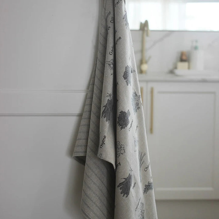 Raine & Humble | Herb Print Tea Towel S/2 - Charcoal | Shut the Front Door