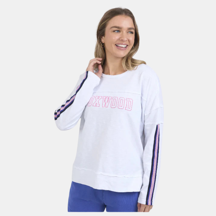 Foxwood | Racer Throw On Tee - White | Shut the Front Door