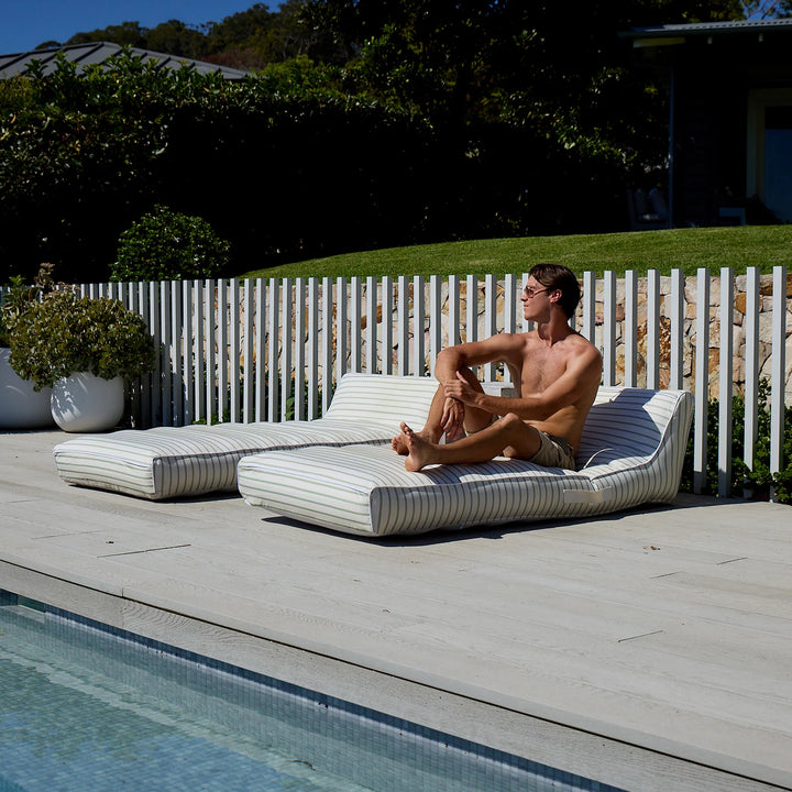 Sunnylife | Luxe Lie-On Lounger- La Palma Sage Stripe | Shut the Front Door