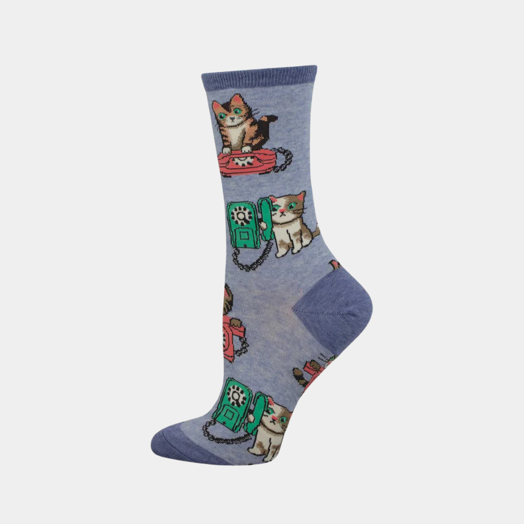 Socksmith | Women's Cat Calls Socks - Blue Heather | Shut the Front Door