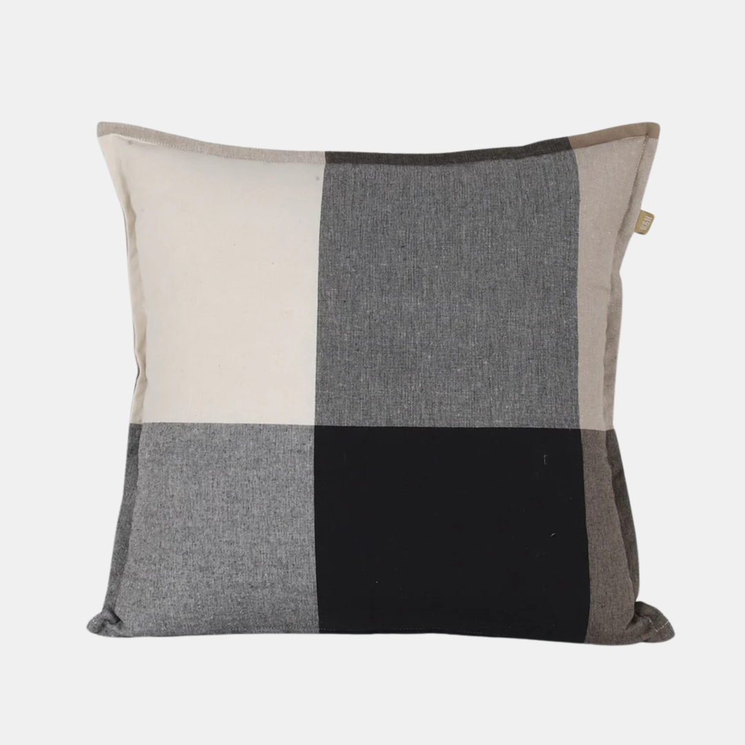 Raine & Humble | Giant Check Cushion - Black | Shut the Front Door