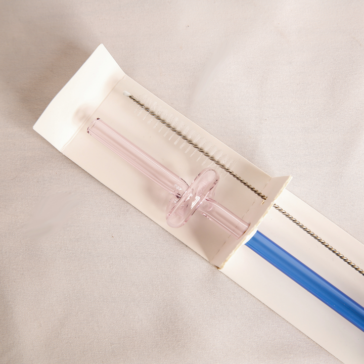 Antigone | Reusable Glass Straw - Curly Pink/Blue | Shut the Front Door