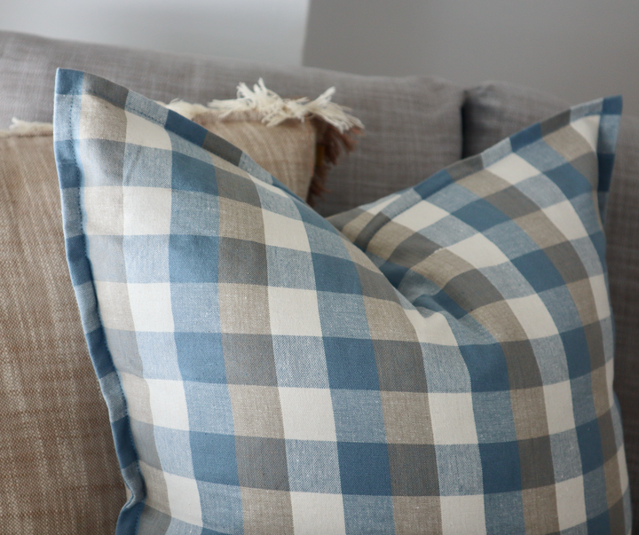 Raine & Humble | Double Check Cushion - Blue Haze | Shut the Front Door