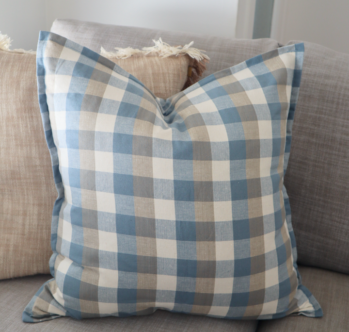 Raine & Humble | Double Check Cushion - Blue Haze | Shut the Front Door