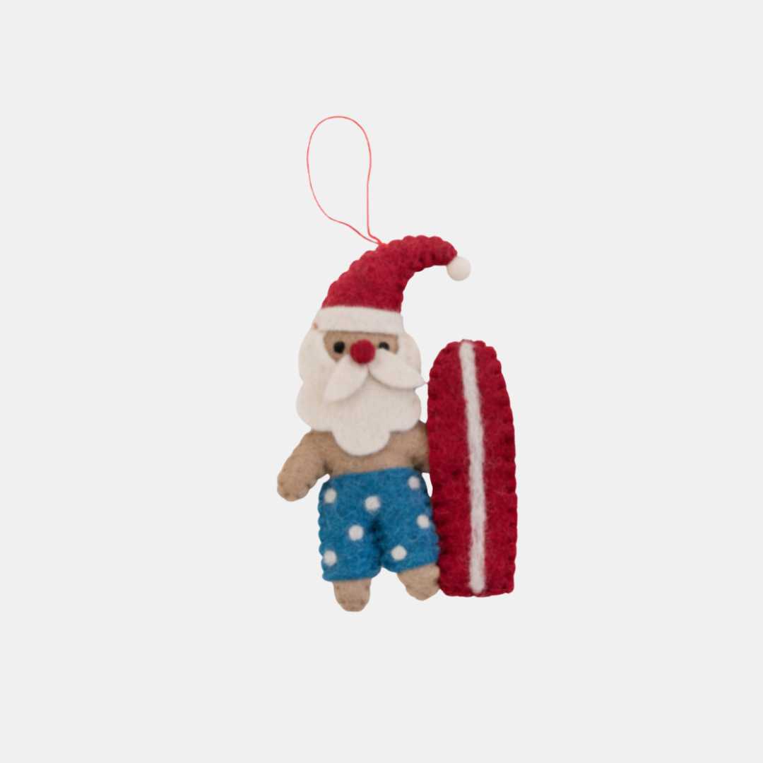 Pashom | Surfboard Santa Decoration - Blue Shorts | Shut the Front Door