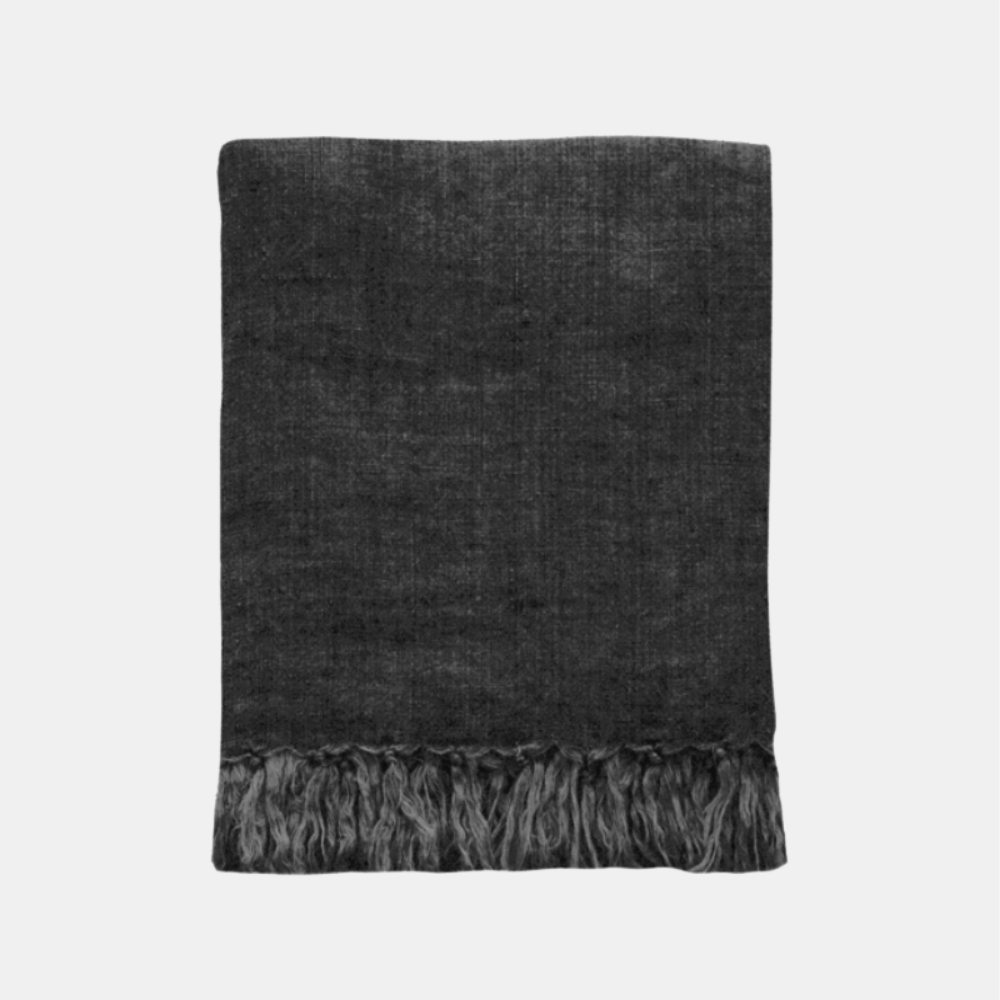 Mulberi | Indira Linen 130x170cm Throw - Charcoal | Shut the Front Door