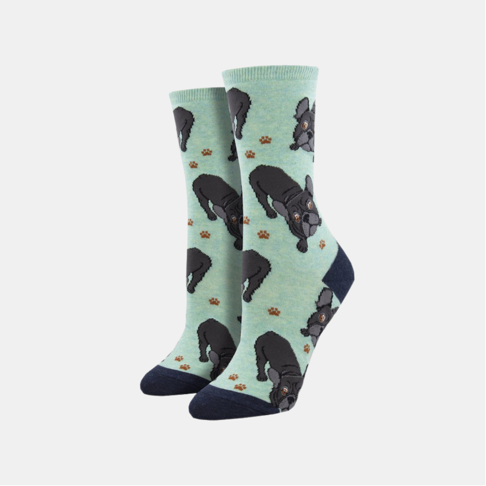 Socksmith | Women's Frenchie Fellowship Socks - Mint Heather | Shut the Front Door