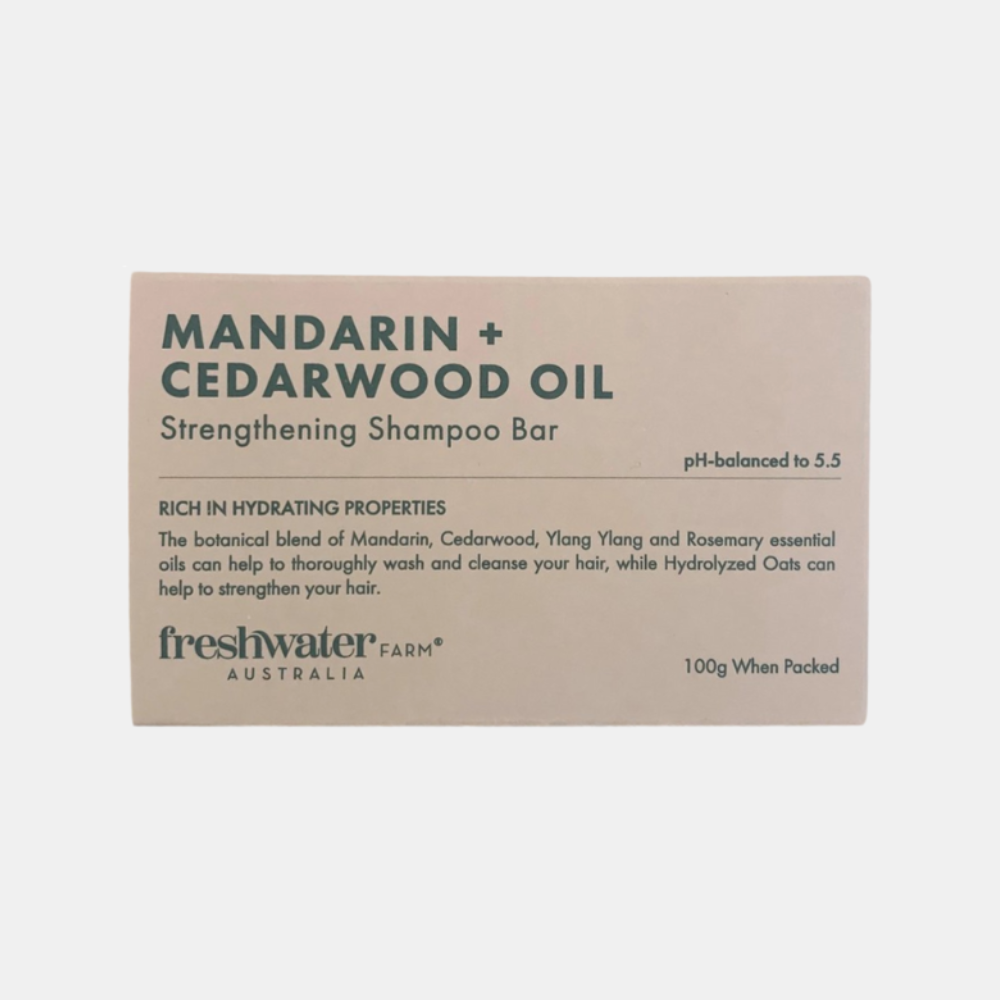 Freshwater Farm | Mandarin & Cedarwood Strengthening Shampoo Bar | Shut the Front Door