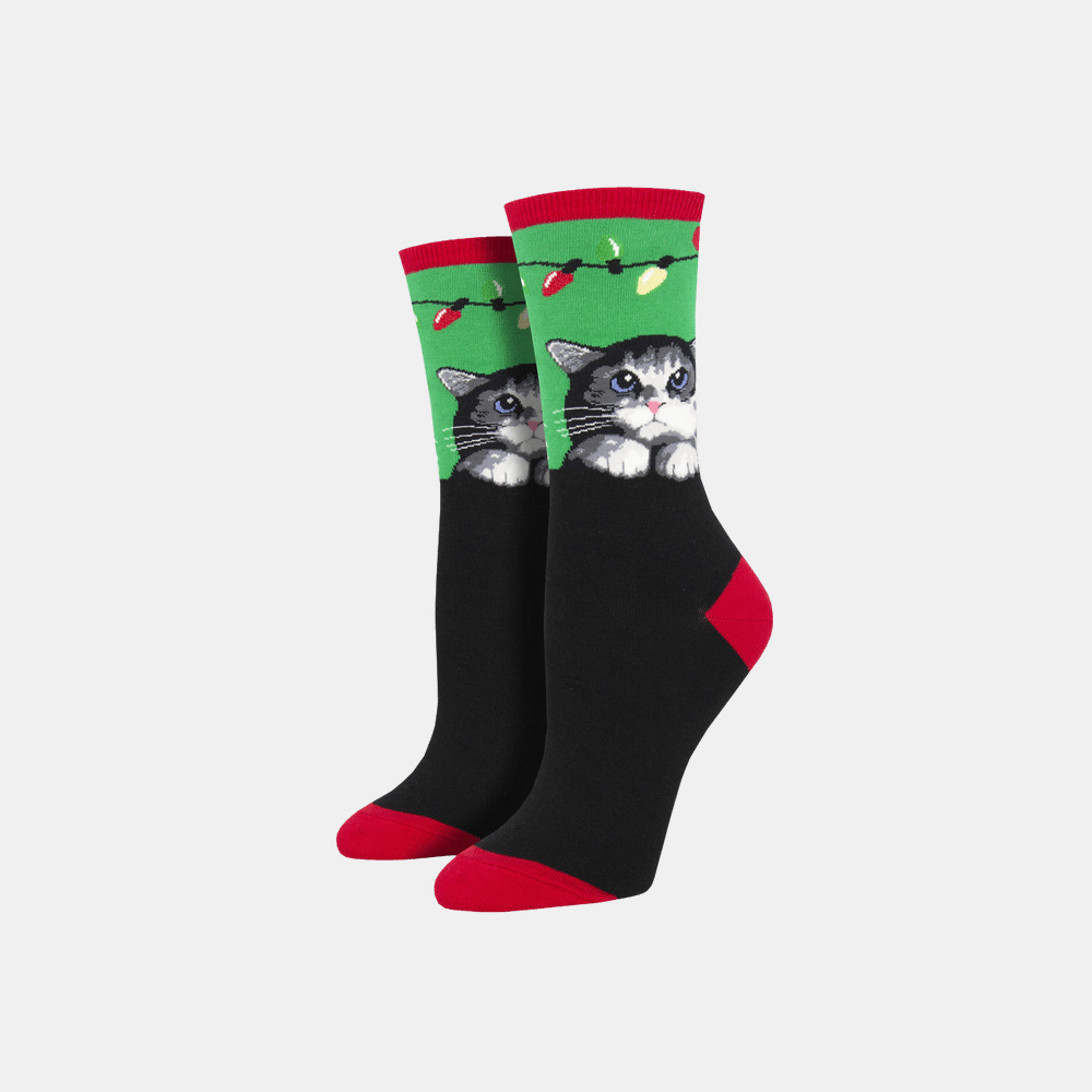 Socksmith | Women's Purrty Lights Socks - Green | Shut the Front Door