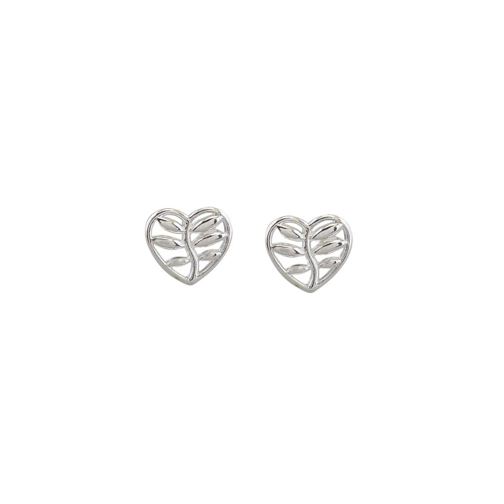 Tiger Tree | Earrings Heart Leaf Studs Silver | Shut the Front Door
