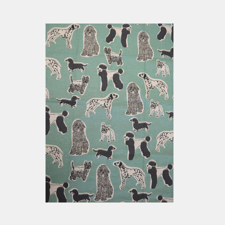 Raine & Humble | Woof Tea Towel - Aqua Storm | Shut the Front Door