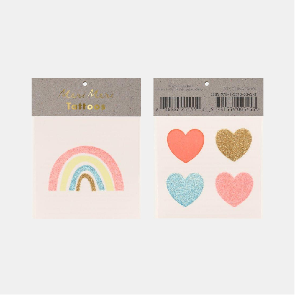 Meri Meri | Temporary Tattoos Rainbow & Hearts Small | Shut the Front Door