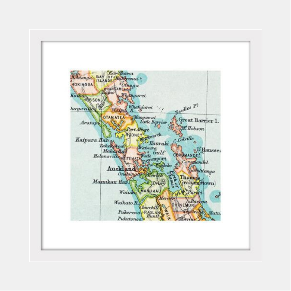 100% NZ | Framed Vintage Map Print - Auckland | Shut the Front Door