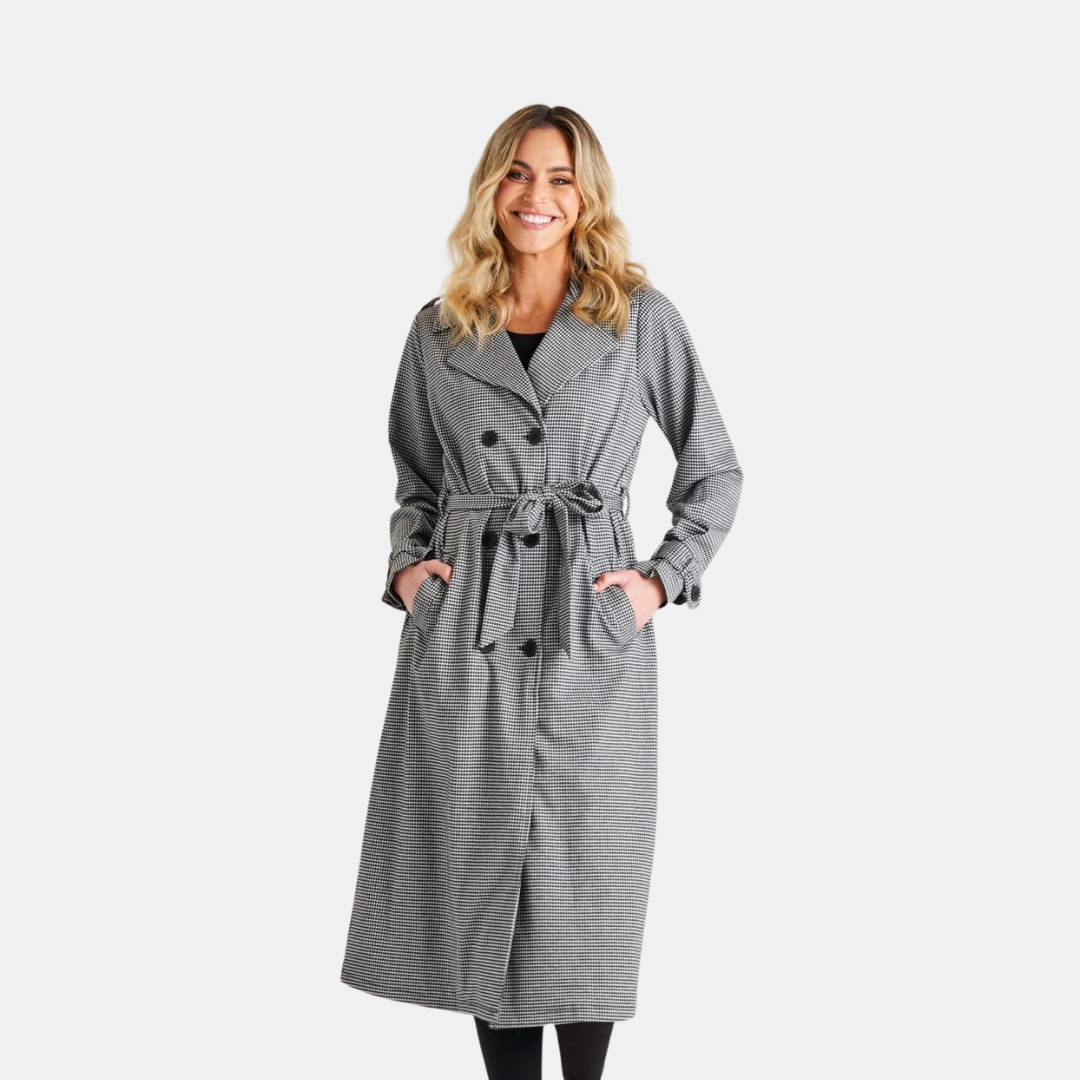 Ponte Trench Coat Black Houndstooth Shut the Front Door