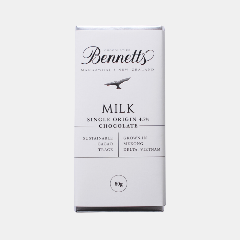 Bennetts Of Mangawhai | Bennetts 60g Bar Milk Chocolate | Shut the Front Door