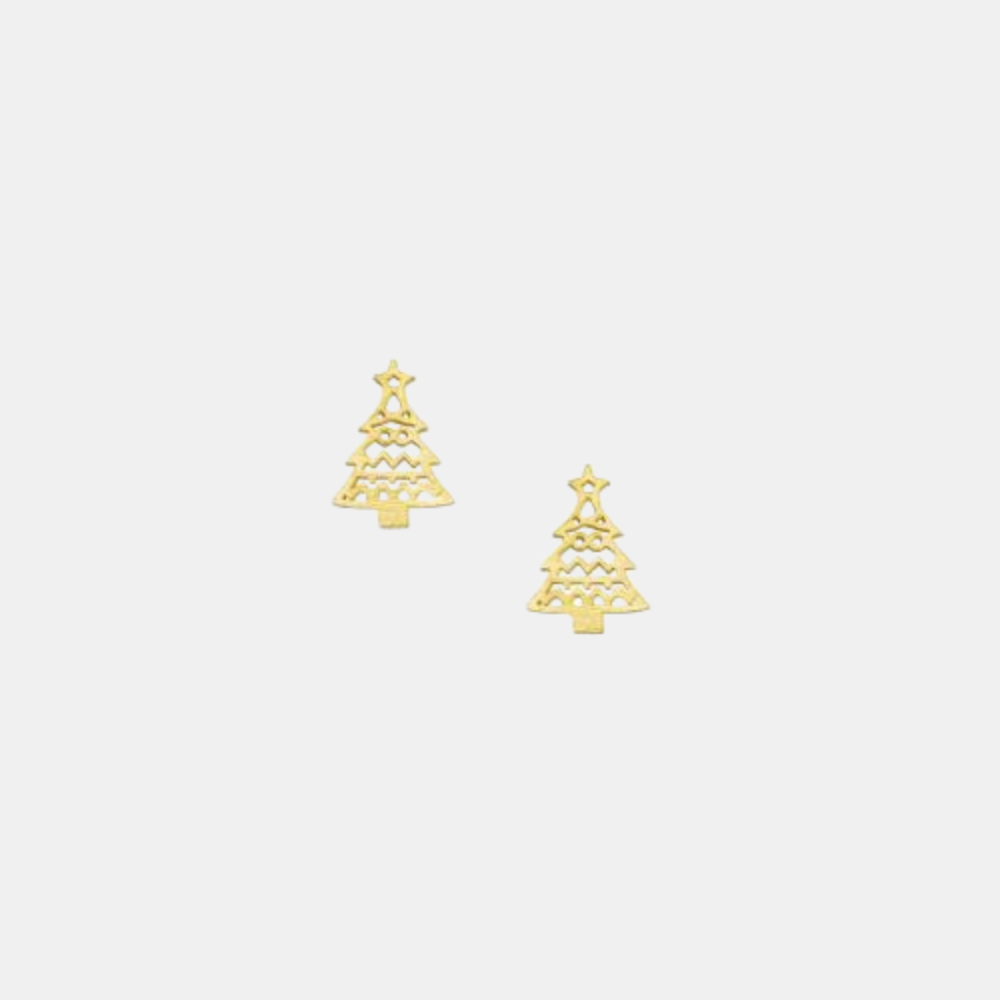 Earrings Christmas Tree Studs Gold Shut the Front Door