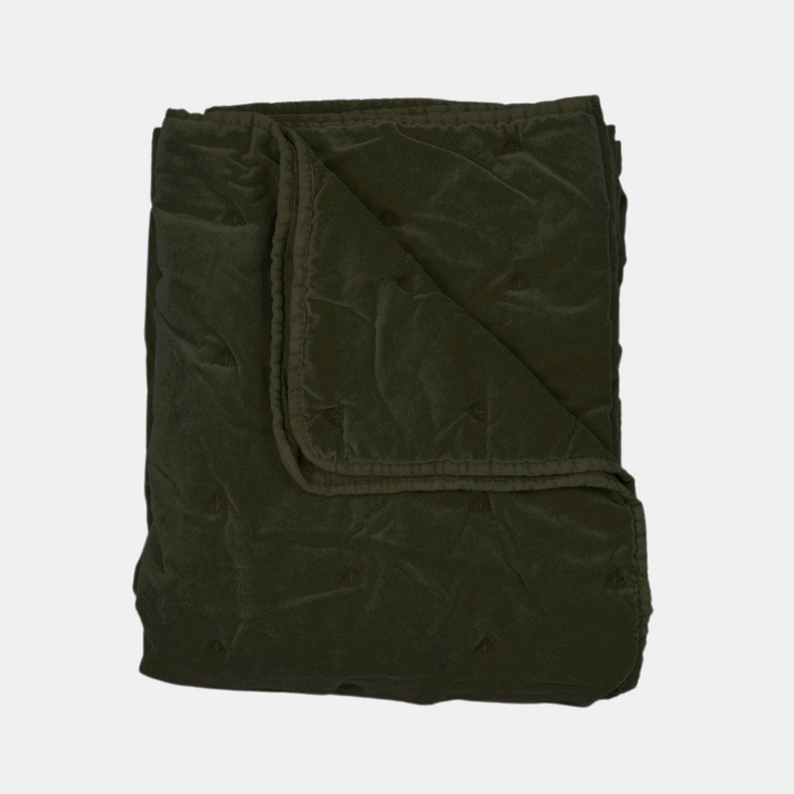 Raine & Humble | Mason Bee Velvet Throw - Olive | Shut the Front Door