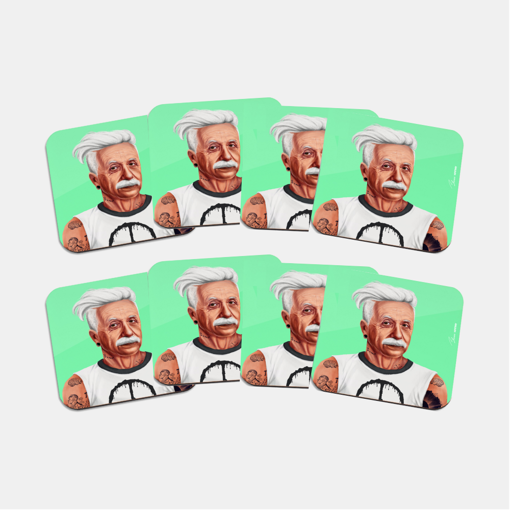 Hipstory | Hipstory Coaster Albert Einstein - 8  pack | Shut the Front Door