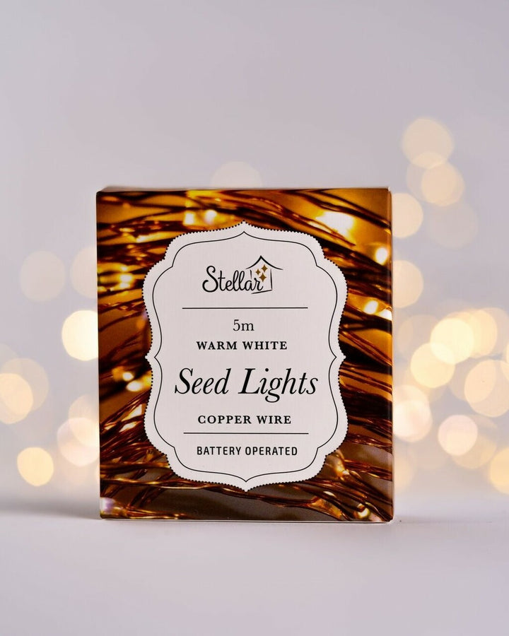 Stellar Haus | 50 LED Seed Light String Copper Warm White 5m | Shut the Front Door