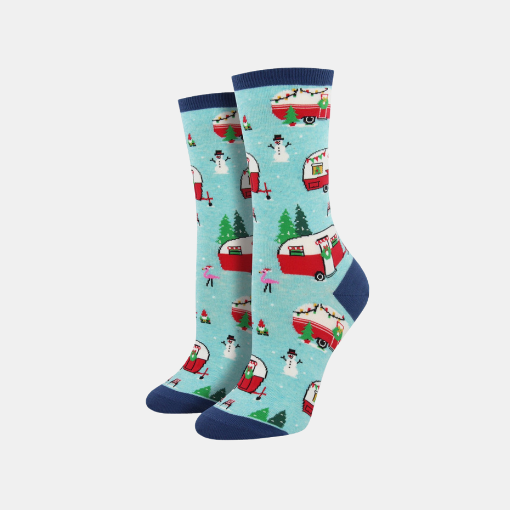 Socksmith | Women's Christmas Campers Socks - Blue Heather | Shut the Front Door