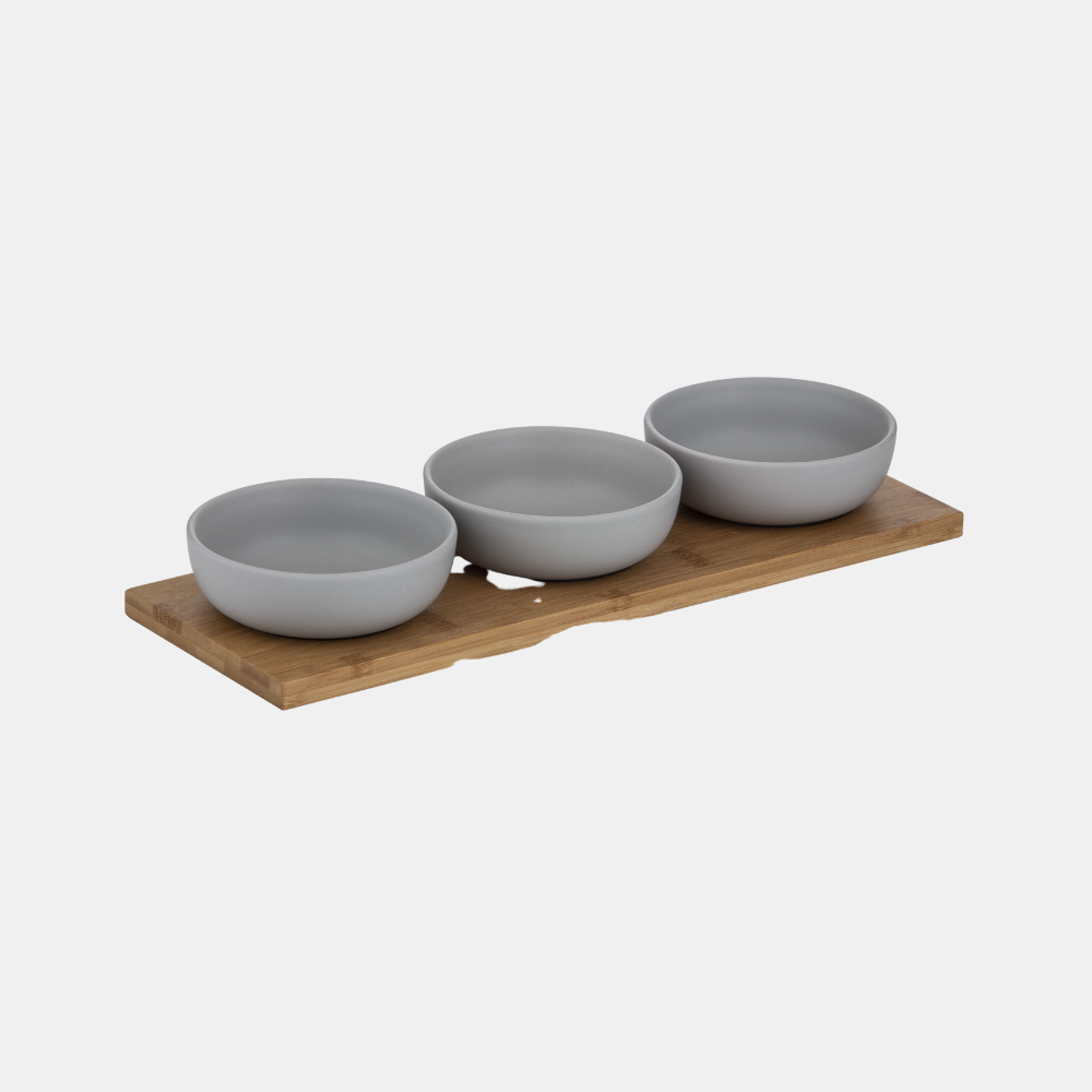 Davis & Waddell | Lindrum Round Bowls on Wooden Tray - Set of 3 | Shut the Front Door