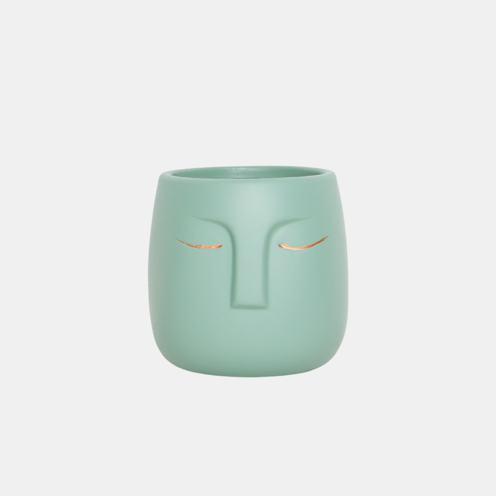 Garcia | Faces Ceramic Planter 12cm - Sage | Shut the Front Door