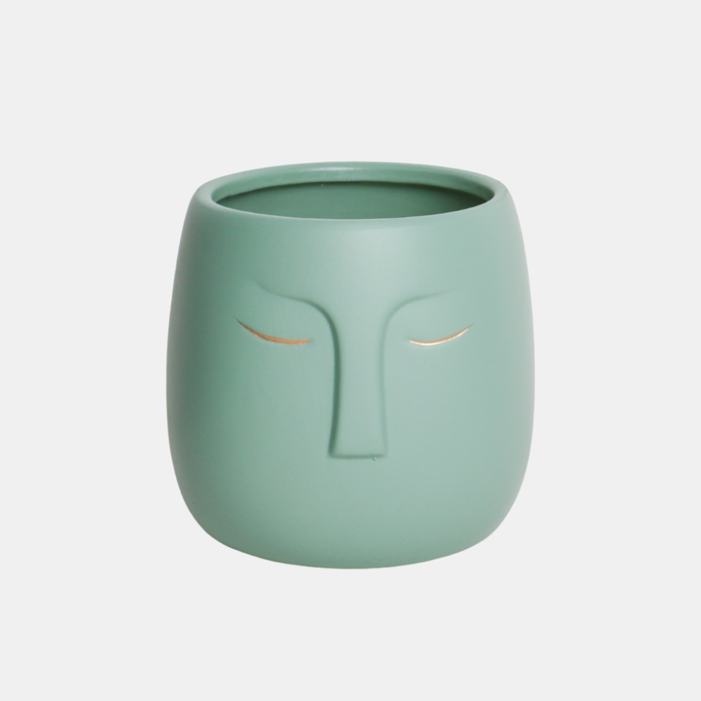 Garcia | Faces Ceramic Planter 16cm - Sage | Shut the Front Door