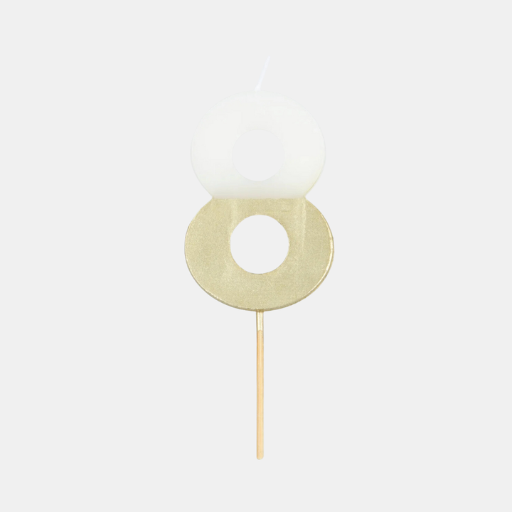 Meri Meri | Gold Dipped Candle - Number 8 | Shut the Front Door