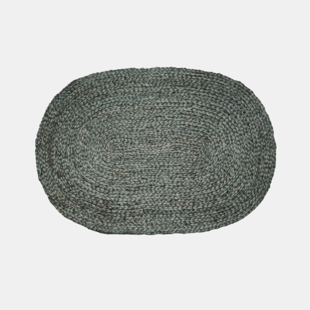 Garcia | Jute Rug Braided Oval - Green | Shut the Front Door