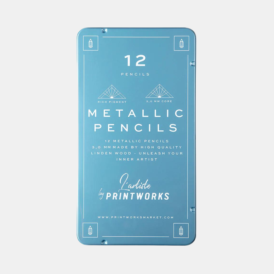 Printworks | Colour Pencils Set of 12 - Metallic | Shut the Front Door