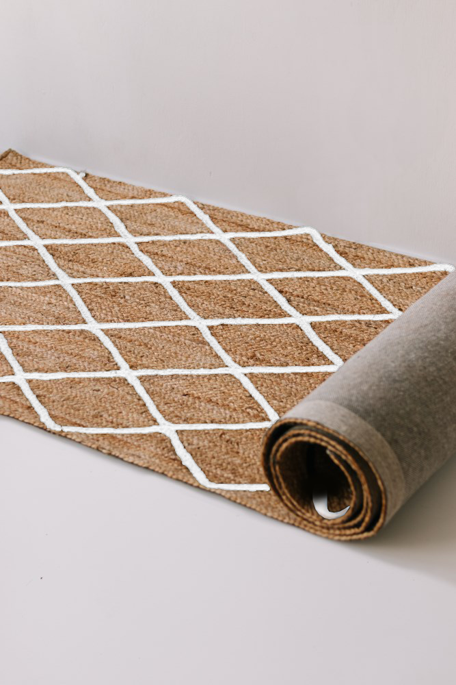 Garcia | Diamond Jute Runner - White - 80 x 300 cm | Shut the Front Door
